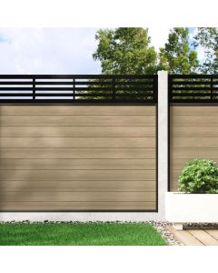 Warm Sand - 1.2m Composite Fence Panel Kit For Concrete Posts plus Linear Decorative screen