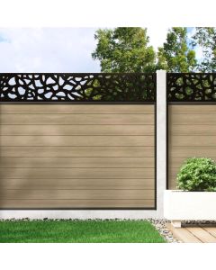 Warm Sand - 1.5m Composite Fence Panel Kit For Concrete Posts plus Pebble Decorative screen