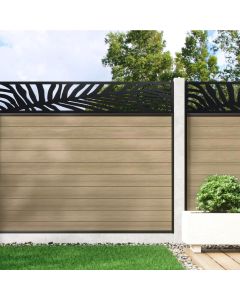 Warm Sand - 1.2m Composite Fence Panel Kit For Concrete Posts plus Palm Decorative screen