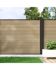 Warm Sand - 0.9m Composite Fence Panel Kit With Aluminium Posts (Below Ground)