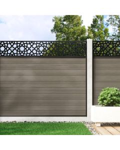 Welsh Grey - 1.2m Composite Fence Panel Kit For Concrete Posts plus Moroccan Decorative screen