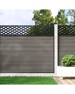 Welsh Grey - 1.2m Composite Fence Panel Kit For Concrete Posts plus Diamond Decorative screen