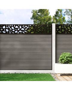 Welsh Grey - 1.2m Composite Fence Panel Kit For Concrete Posts plus Pebble Decorative screen