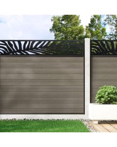 Welsh Grey - 1.2m Composite Fence Panel Kit For Concrete Posts plus Palm Decorative screen