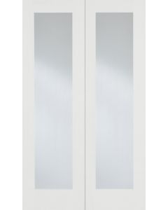 LPD Internal Pairs White Primed Pattern 20 With Clear Glass Door