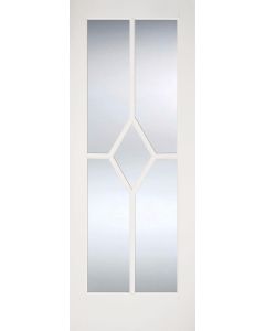LPD Internal Reims (Primed Diamond) Clear Bevelled Glass White Prime Plus Door