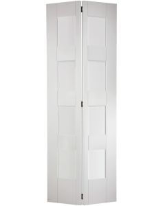 LPD Internal Bifold White Primed Shaker 4L Glazed Door