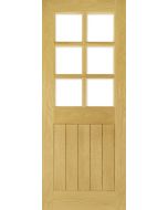 Deanta Pre-Finished Glazed Ely / Mexicano Oak Door with Bevelled Glass