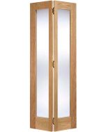 LPD Oak Pattern 10 Bi-fold Door With Clear Glass Complete With Track