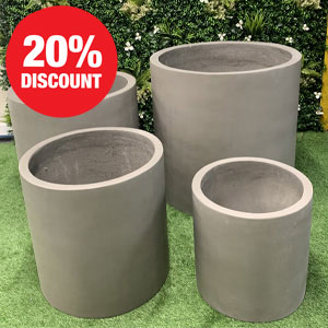 Natural Grey Round Cylinder Planters
